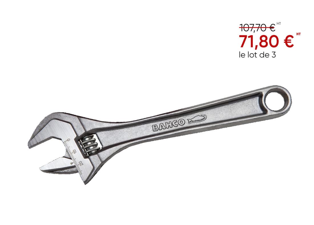2+1 gratuit / Clé à molette, Bahco, 20 cm - 1