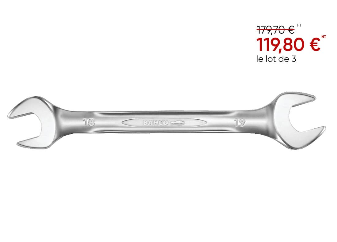 2+1 gratuit / Jeu de 8 clés plates à fourches doubles, Bahco - 1