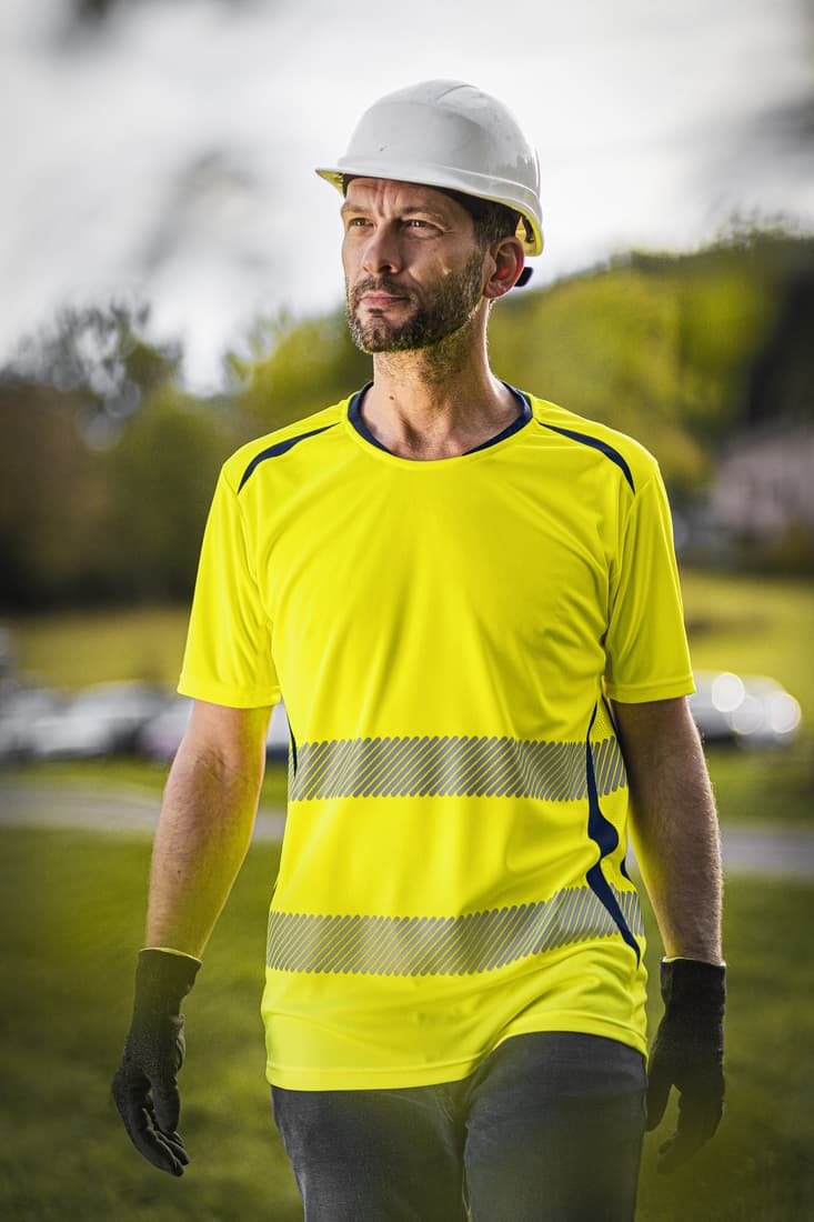 T-shirt manches courtes HV recyclé, jaune, taille M - 2