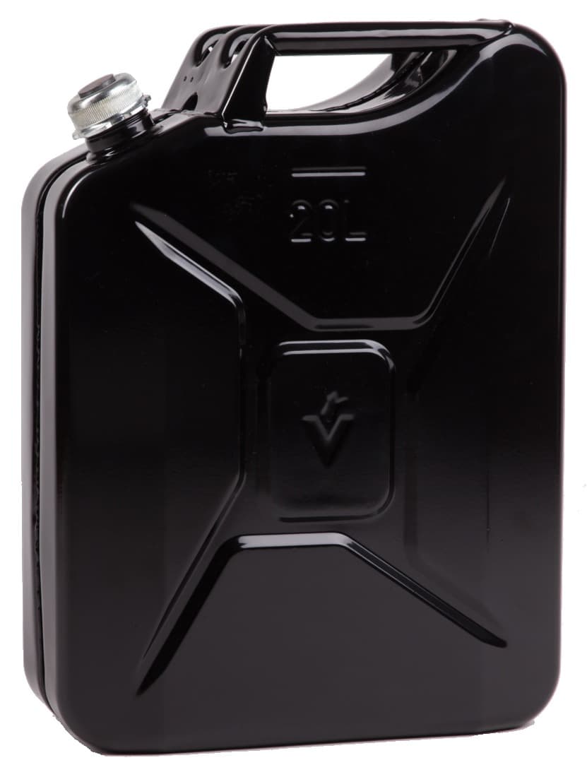 Jerricans à visser métalliques, 20 L, 4,2 kg, noir RAL9005 (diesel) - 1